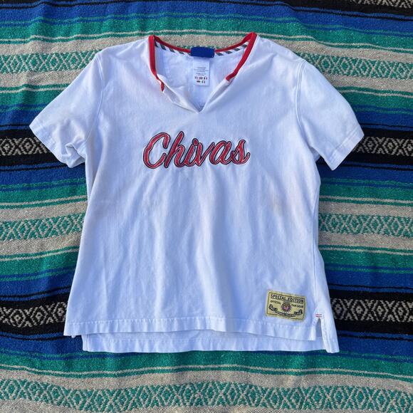 Women's Vintage 2000's Reebok C.D. Guadalajara Chivas White Tee Shirt Sz Large - Picture 1 of 5